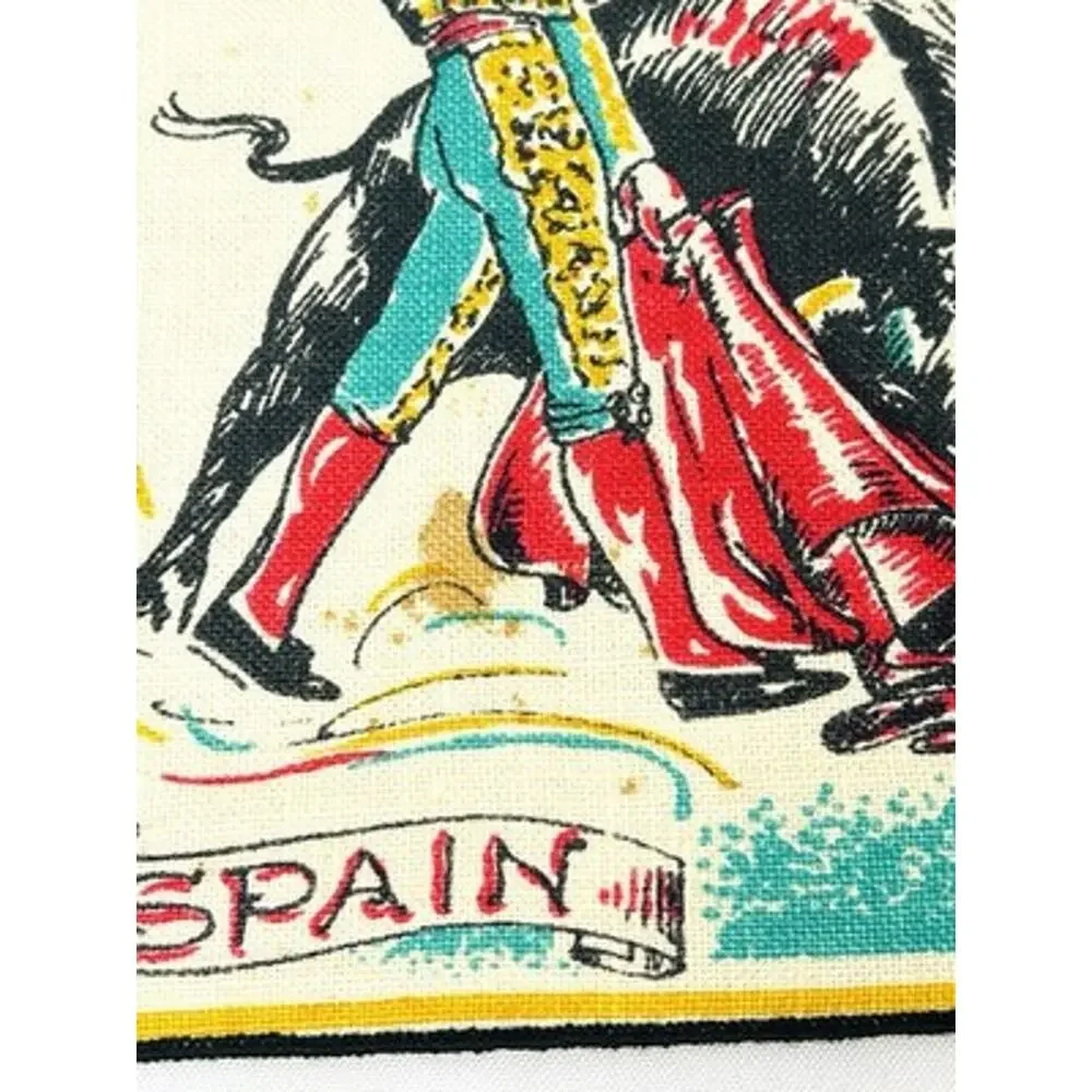 Vtg Styled by Dewan Linen Cocktail Napkins Set of 4 Spain Bullfighting Matador